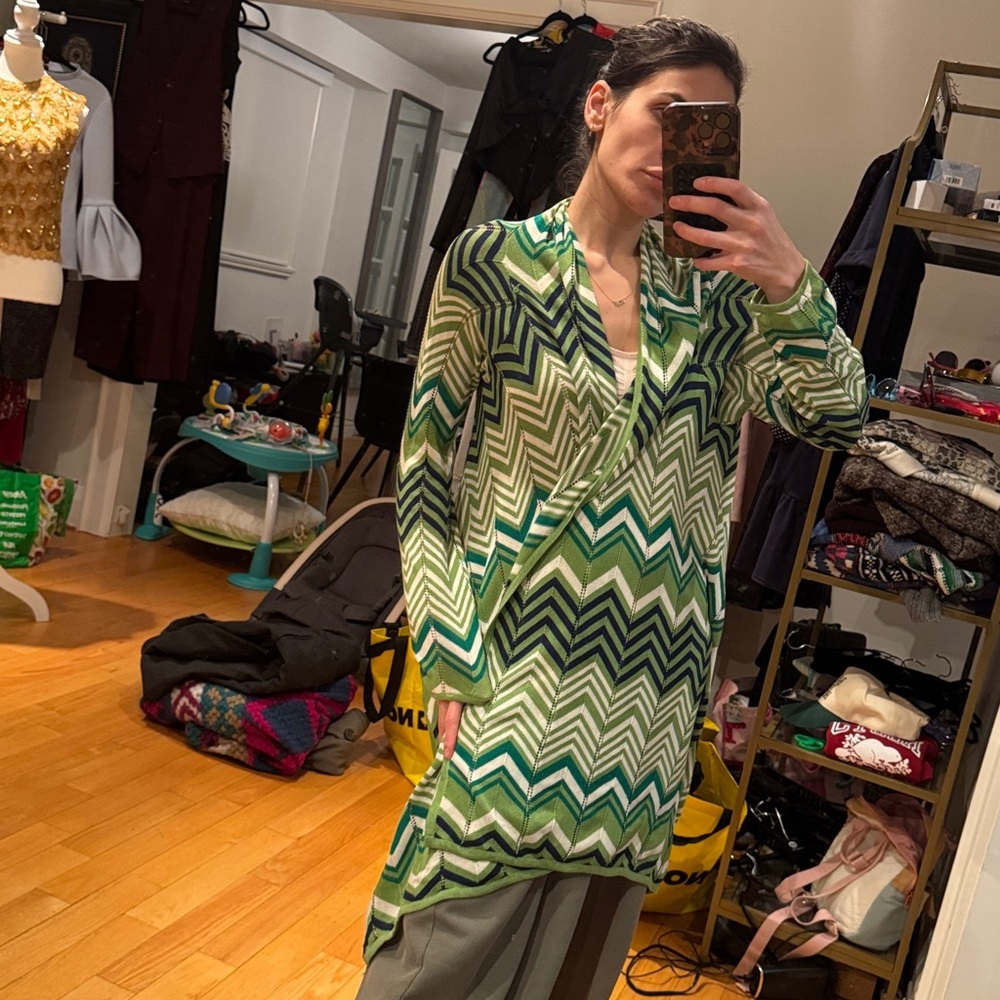 BCBG chevron silk missoni type wrap cardigan - Picture 2 of 8